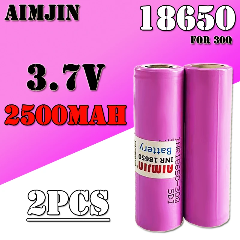2 шт. 3 7 В 2500 мАч 18650 аккумулятор для Samsung 30Q INR 20A литий-ионный Ersatz внешний