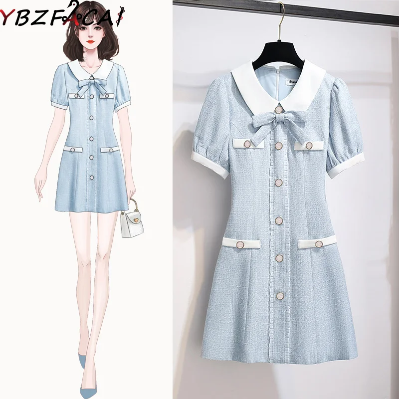 Pink Tweed Dress Korean Sweet Princess Dress Light Luxury White Doll Neck Patchwork Blue Tweed Dress Pretty Dating Short Dress
Pink Tweed Dress Korean Sweet Princess Dress Light Luxury White Doll Neck Patchwork Blue Tweed Dress Pretty Dating Short Dress