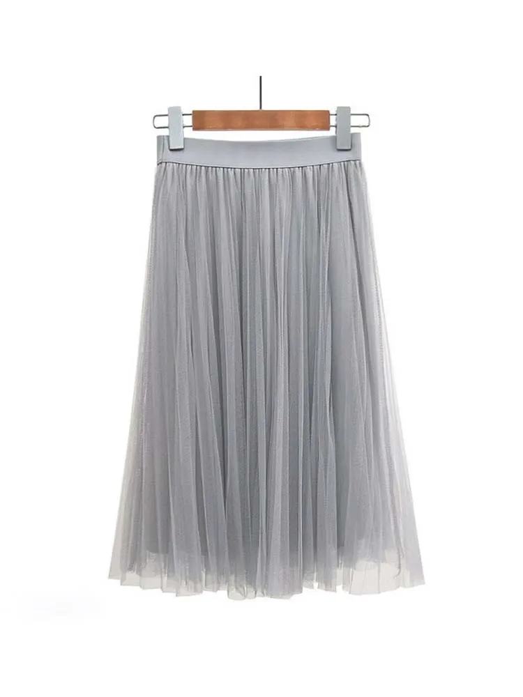 Double Layer Sweet Mesh Pleated Women Elastic High Waist Solid 2022 Spring And Summer Elegant Long Skirts Saias
Double Layer Sweet Mesh Pleated Women Elastic High Waist Solid 2022 Spring And Summer Elegant Long Skirts Saias