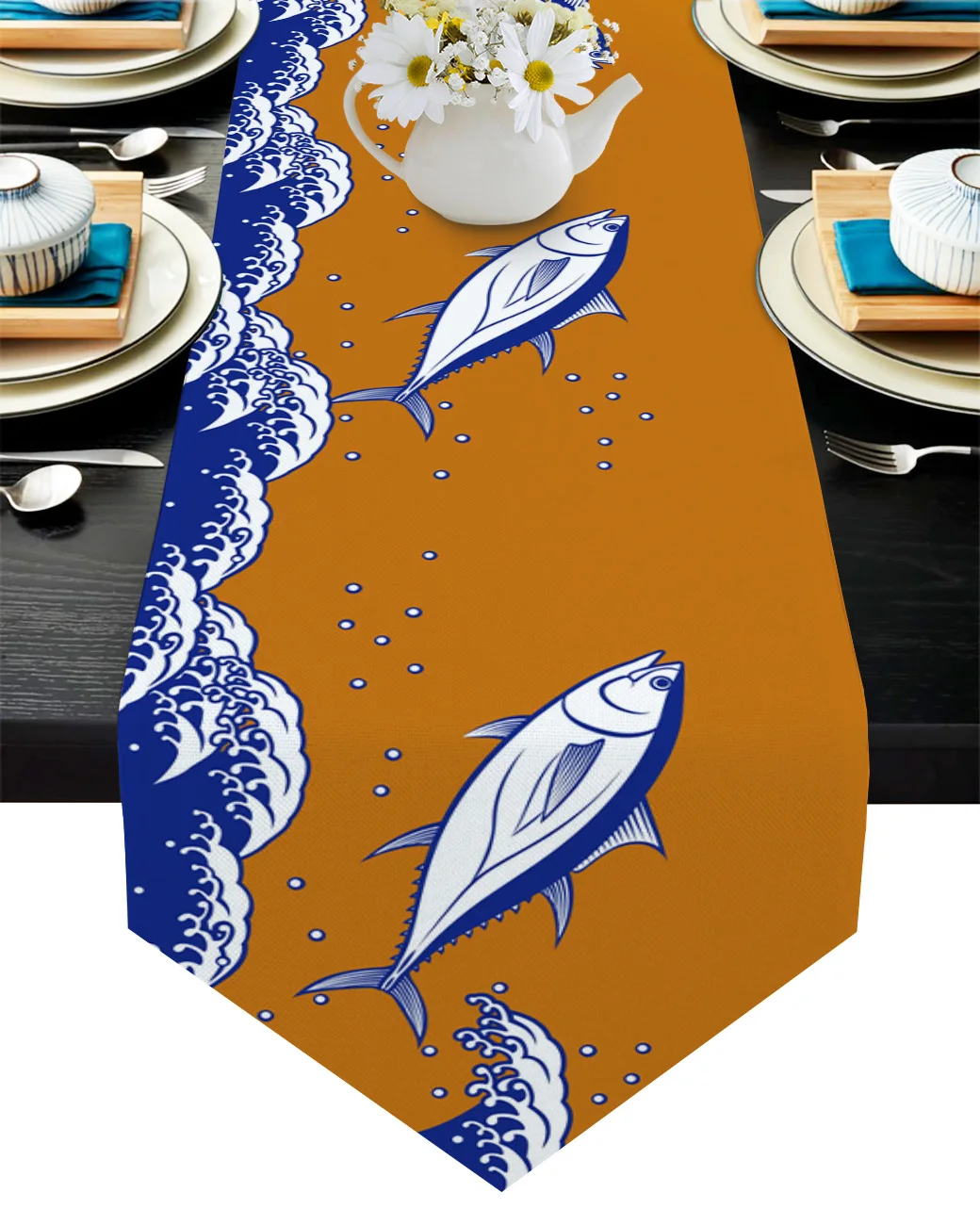 Tuna Sea Wave Blue Coffee Table Decor Tablecloth Wedding Decoration Dinning Table Decoration Table Runner
Tuna Sea Wave Blue Coffee Table Decor Tablecloth Wedding Decoration Dinning Table Decoration Table Runner