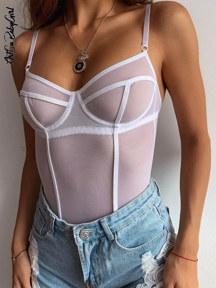 White Bodysuit Mesh Top Women Summer Sheer Body See Through Overalls High Waist Bodysuit Club Party Streetwear One Piece Outfits 
White Bodysuit Mesh Top Women Summer Sheer Body See Through Overalls High Waist Bodysuit Club Party Streetwear One Piece Outfits