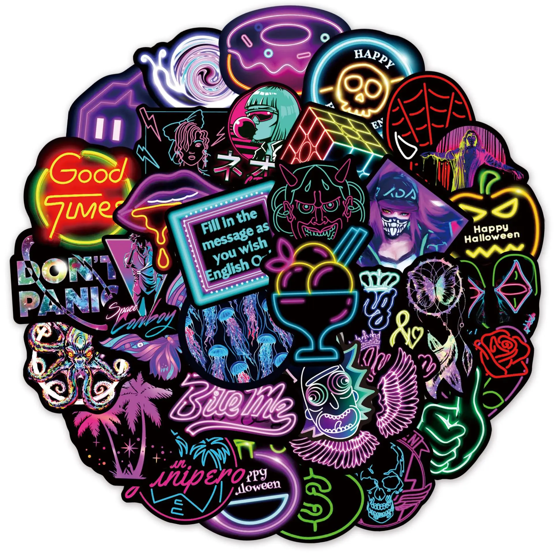 10-100 sheets of new neon colorful lights graffiti stickers suitcase guitar car computer waterproof PVC stickers
10-100 sheets of new neon colorful lights graffiti stickers suitcase guitar car computer waterproof PVC stickers