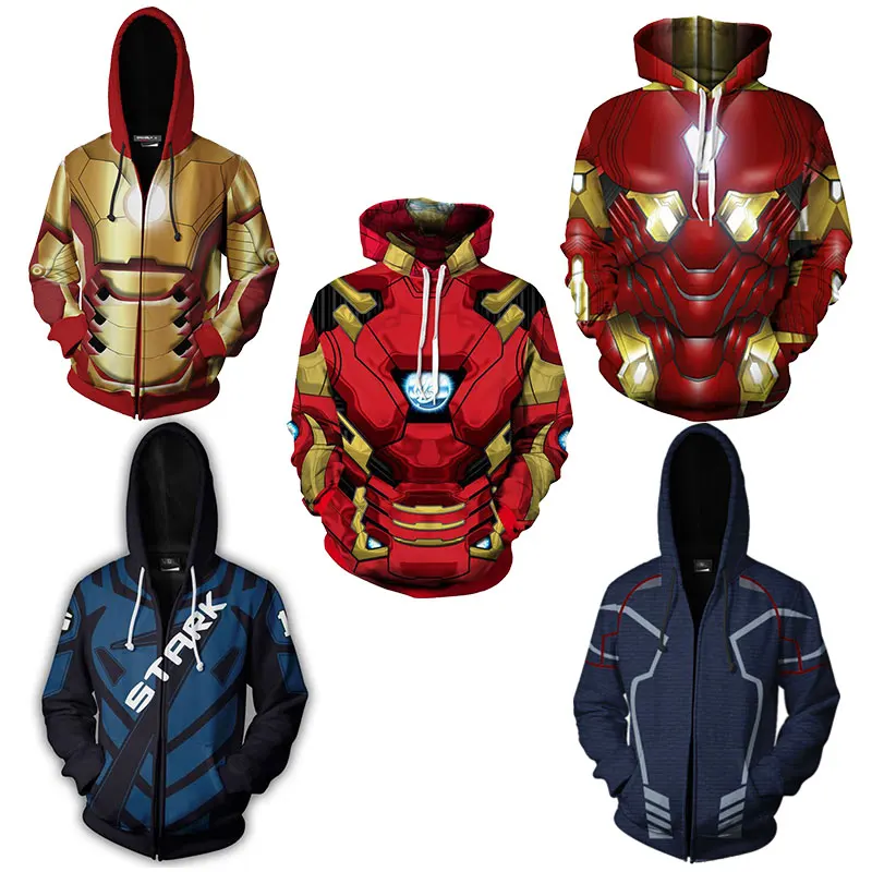 

Marvel Avengers 4 Iron Man Sweater Superhero Tony Stark 3D Printed Long Sleeve Round Neck Casual Loose Top Cosplay Costume