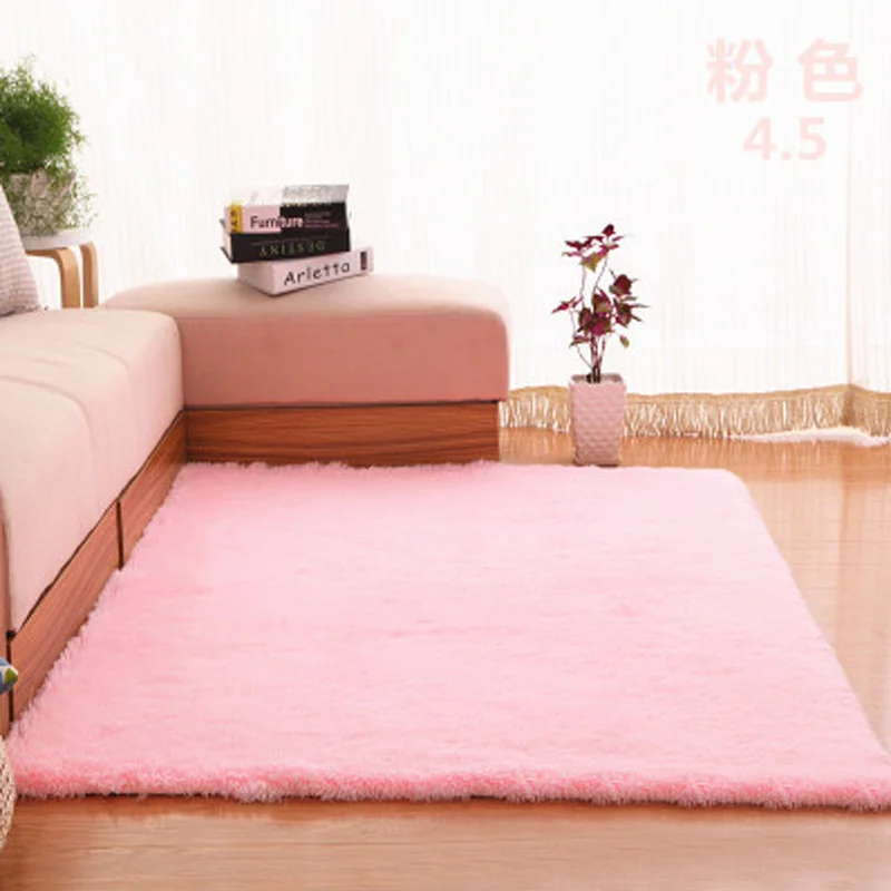 

Modern Super Soft Rectangle Carpet For Livingroom Fluffy Silky Rugs Anti-Skid Shaggy Area Mat Bedroom Carpets Home Decoration