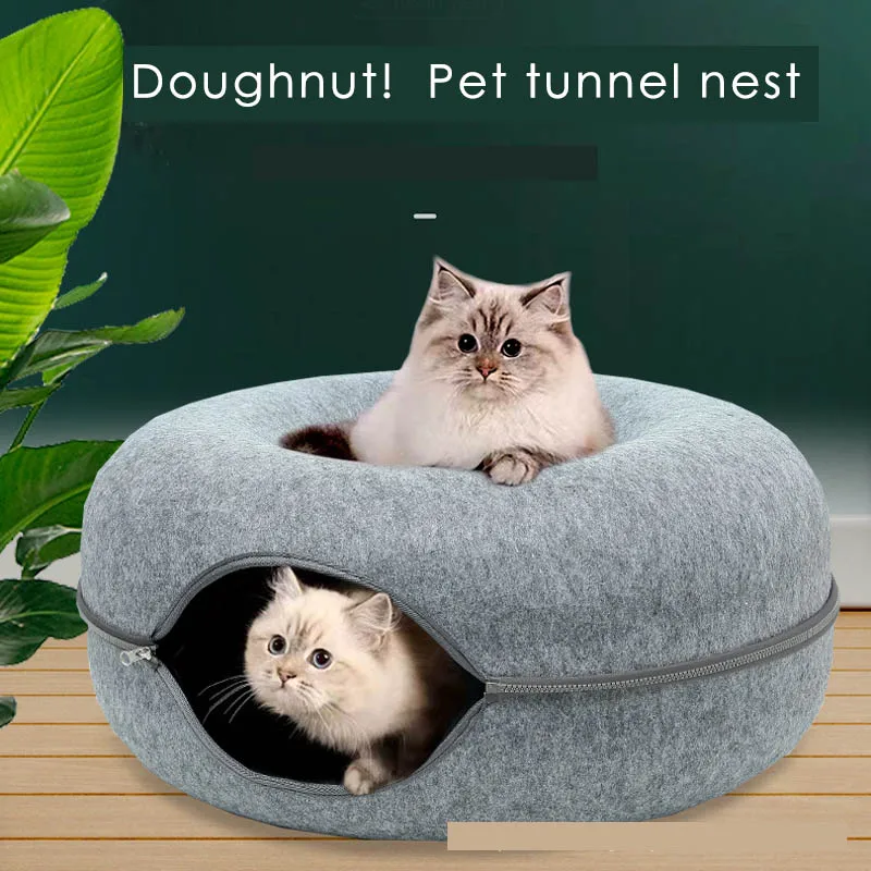 Felt doughnut tunnel All season universal Semi closed zipper removable Cat nest Firm without collapse wearable Pet park
Felt doughnut tunnel All season universal Semi closed zipper removable Cat nest Firm without collapse wearable Pet park
