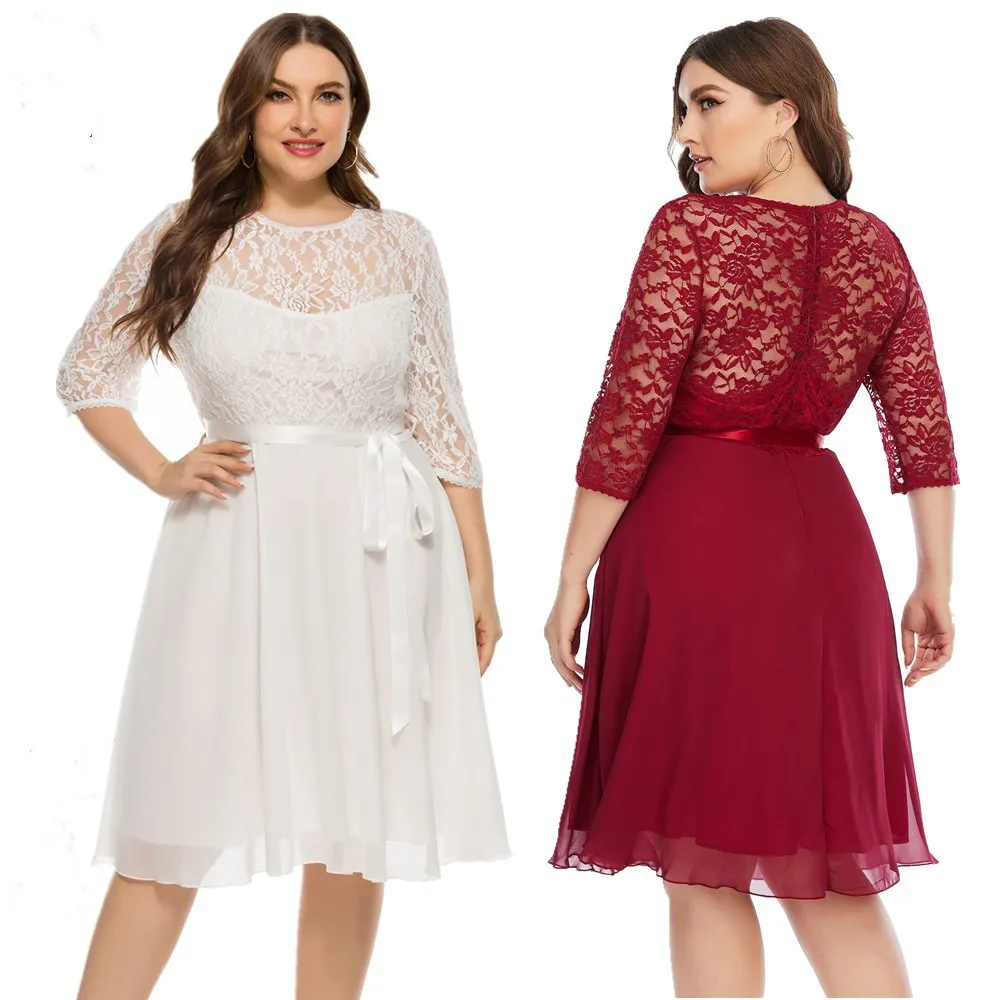 Women Plus Size Elegant Lace Dress Hollow Lace-up O-Neck Half Sleeve Party Dress A-Line Fashion Evening Midi Dresses 5XL
Women Plus Size Elegant Lace Dress Hollow Lace-up O-Neck Half Sleeve Party Dress A-Line Fashion Evening Midi Dresses 5XL