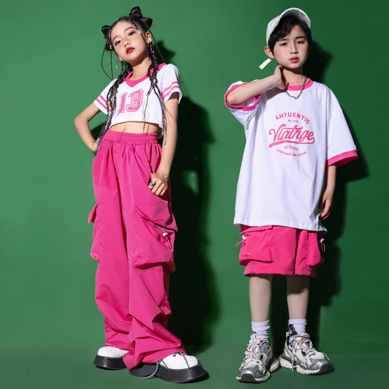 Kids Streetwear Hip Hop Clothing White T Shirt Casual Pink Drawstring Cargo Pants Shorts for Girl Boy Dance Costume Teen Clothes
Kids Streetwear Hip Hop Clothing White T Shirt Casual Pink Drawstring Cargo Pants Shorts for Girl Boy Dance Costume Teen Clothes