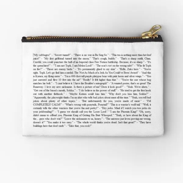 Iconic Avatar The Last Airbender Quotes Zipper Pouches Storage Key Coin Socks Wallet Bag Money Small Pocket Panties Pure
Iconic Avatar The Last Airbender Quotes Zipper Pouches Storage Key Coin Socks Wallet Bag Money Small Pocket Panties Pure