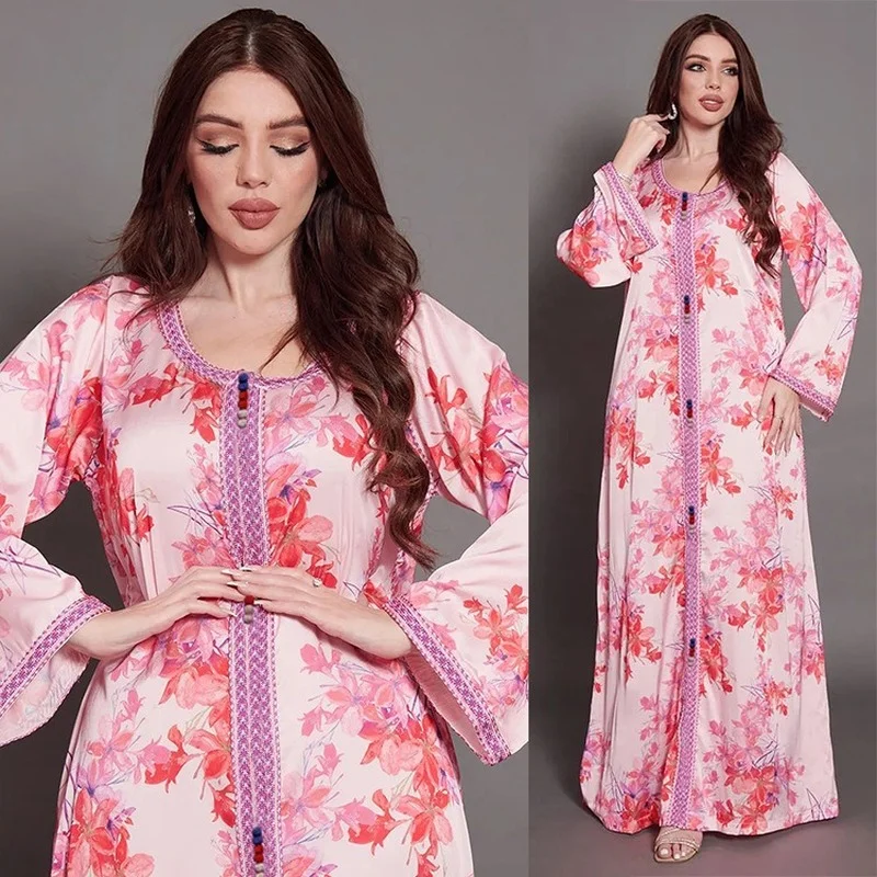 Muslim Fashion Women Dress Summer Abaya Loose Arab National Long-sleeved Big Swing Red Pink Evening Dresses Robe Elegante Femme
Muslim Fashion Women Dress Summer Abaya Loose Arab National Long-sleeved Big Swing Red Pink Evening Dresses Robe Elegante Femme