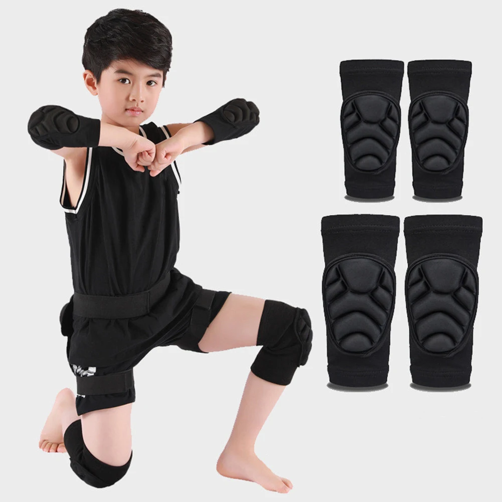 

Kids Knee Pads Elbow Sleeves Stretchy Anti-collision Thick Sponge Elbow Brace Knee Pads for Running Dancing Football Basketball