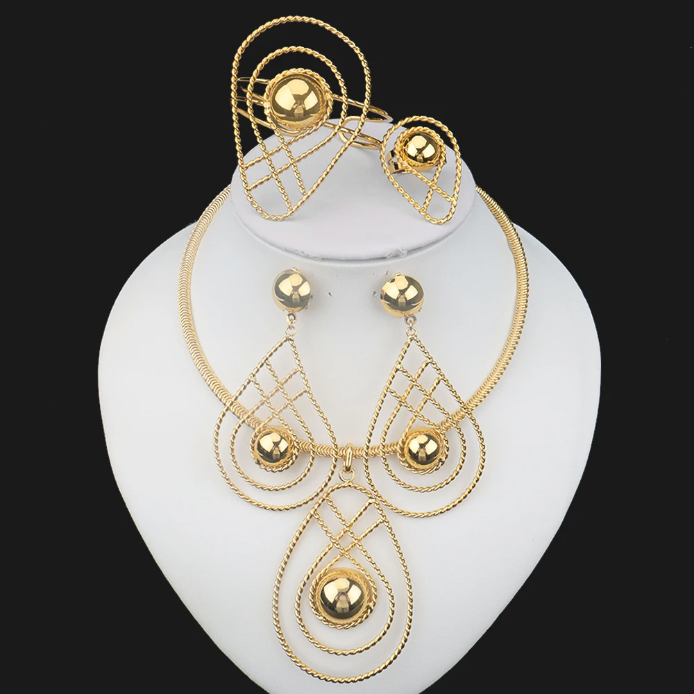 Gold Plated Jewelry Set For Women Dubai Bridal Wedding Necklace And Earring Set African Bracelet Ring Jewelry Gift
Gold Plated Jewelry Set For Women Dubai Bridal Wedding Necklace And Earring Set African Bracelet Ring Jewelry Gift