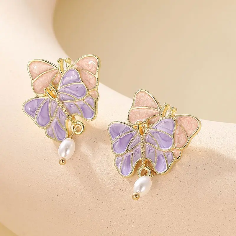 Aestheticism Korean Violet Pink Oiled Drop Butterflies Stud Earrigns for Women Sweet Fantastic Pearl Earrings Girls Accessories 
Aestheticism Korean Violet Pink Oiled Drop Butterflies Stud Earrigns for Women Sweet Fantastic Pearl Earrings Girls Accessories