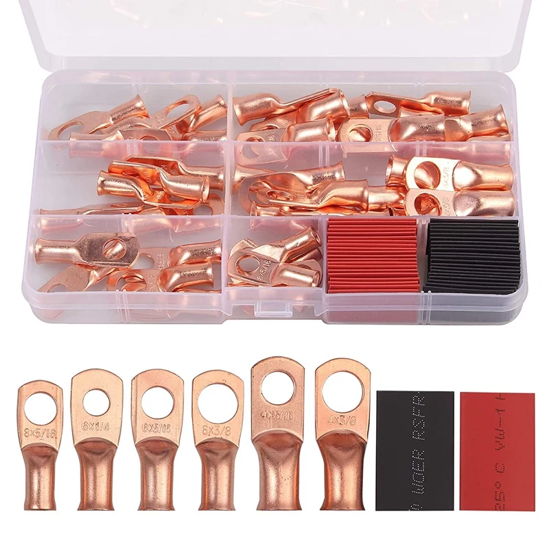 80Pcs Battery Cable Ends With Heat Shrink Set AWG Heavy Duty Battery Terminal Connectors Cable Lugs Copper Lug Kit
80Pcs Battery Cable Ends With Heat Shrink Set AWG Heavy Duty Battery Terminal Connectors Cable Lugs Copper Lug Kit