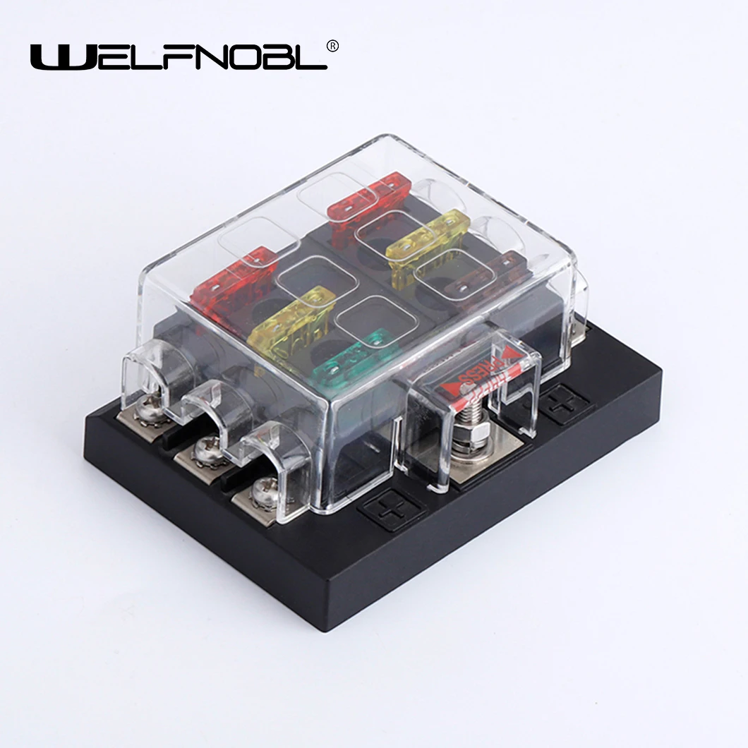 6-Way Fuse Box 1 in 6 out Medium size Blade Fuse Holder with Transformer Dustproof Cover
6-Way Fuse Box 1 in 6 out Medium size Blade Fuse Holder with Transformer Dustproof Cover