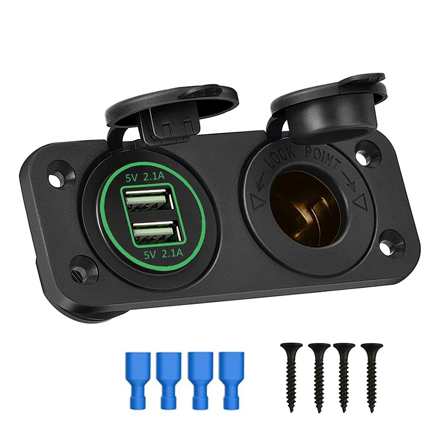 4.2A Auto Dual USB Car Charger with Cigarette Lighter Socket Outlet Mobile Phone Charge Adapter for Cars Boats Motorcycle Marine
4.2A Auto Dual USB Car Charger with Cigarette Lighter Socket Outlet Mobile Phone Charge Adapter for Cars Boats Motorcycle Marine