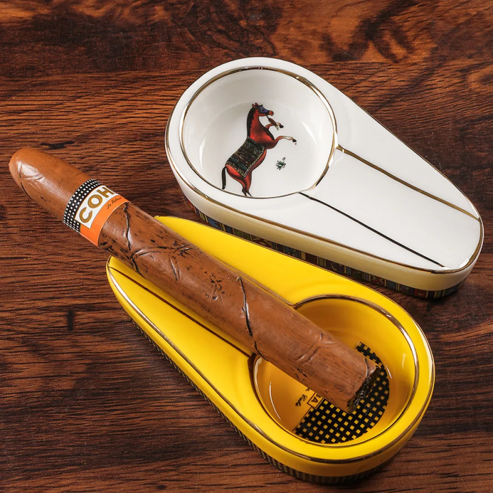 

Ceramic Cigar Ashtray Painting Mini Cendrier Cigarro Cenicero Portable Asbak Home Office Car Gadget Smoking Maison Accessories