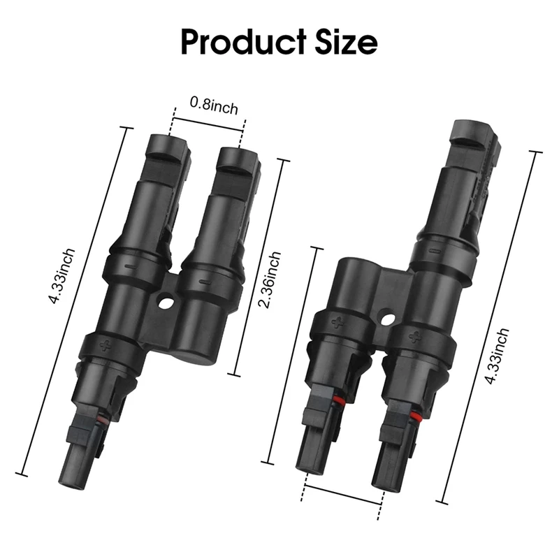 

1Set Branch Y Connector In Pair MMF+FFM IP67 Black Y Connector For Parallel Connection Between Solar Panels, 1 Brunch