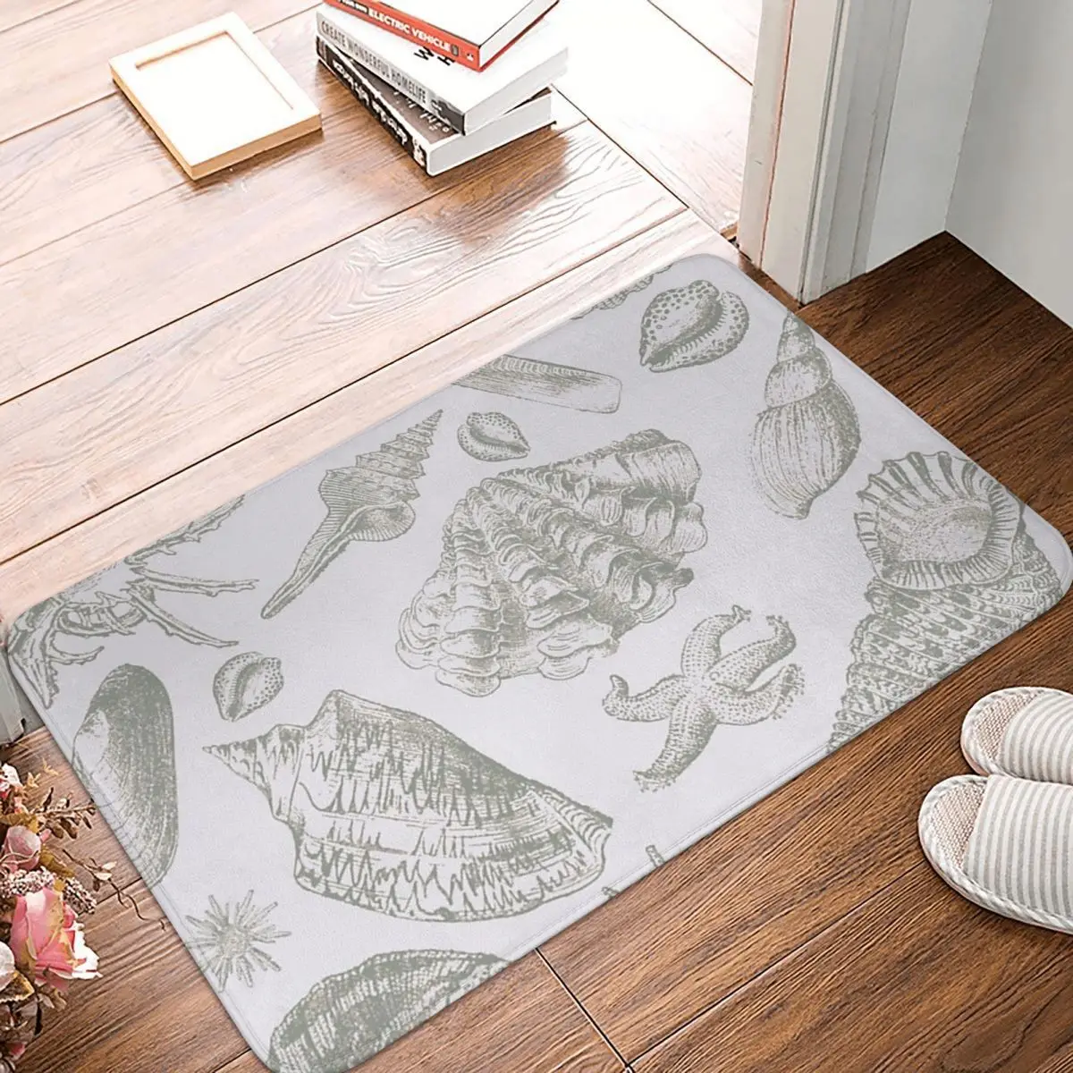 

Soft Gray Seashell Beach Shore Vintage 60x40cm Carpet Polyester Floor Mats Trendy Practical Everyday