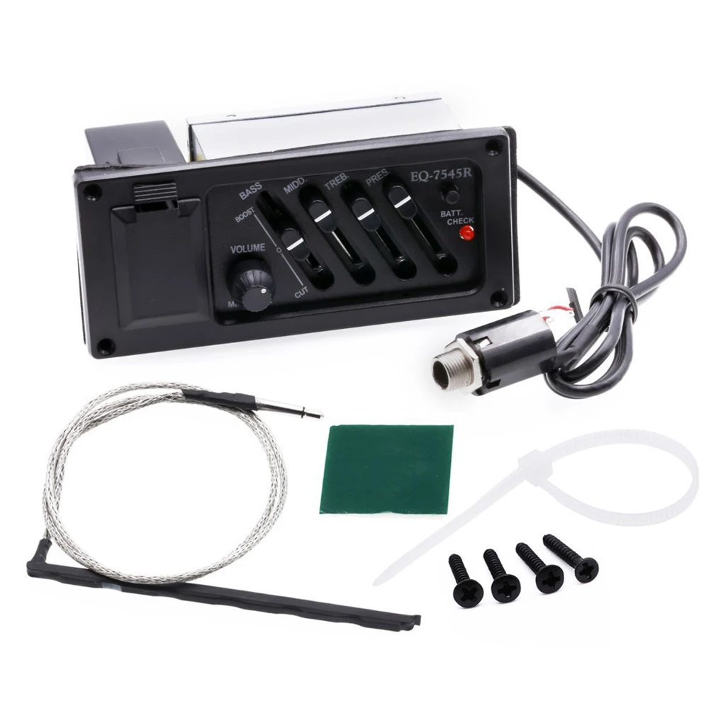 Guitar EQ pickup 4 Band Acoustic Guitar EQ Preamp Equalizer Professional EQ 7545R Pickup Amplifier Pickup Guitar Accessory
Guitar EQ pickup 4 Band Acoustic Guitar EQ Preamp Equalizer Professional EQ 7545R Pickup Amplifier Pickup Guitar Accessory