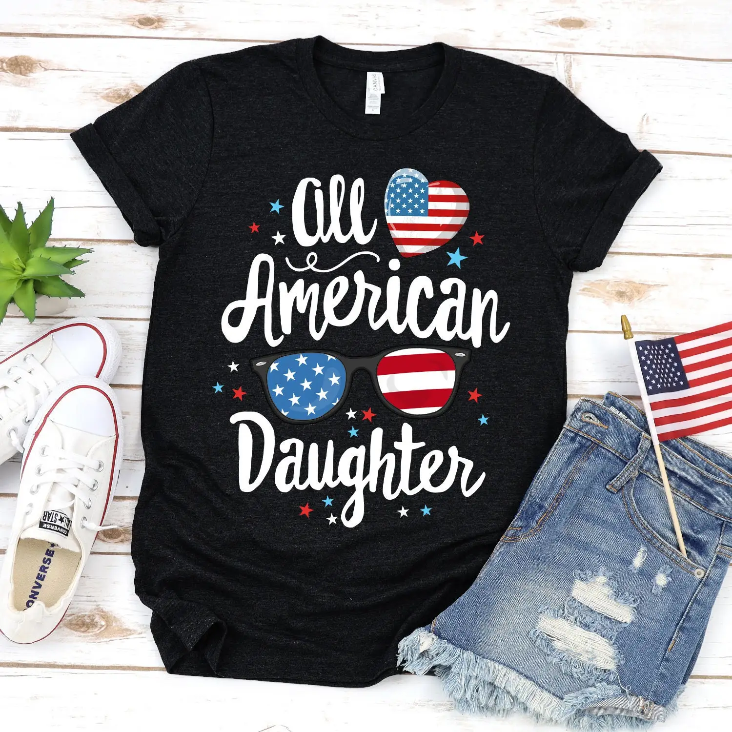 Футболка All American Daughter США 4 июля для папы я люблю гордому красного цвета