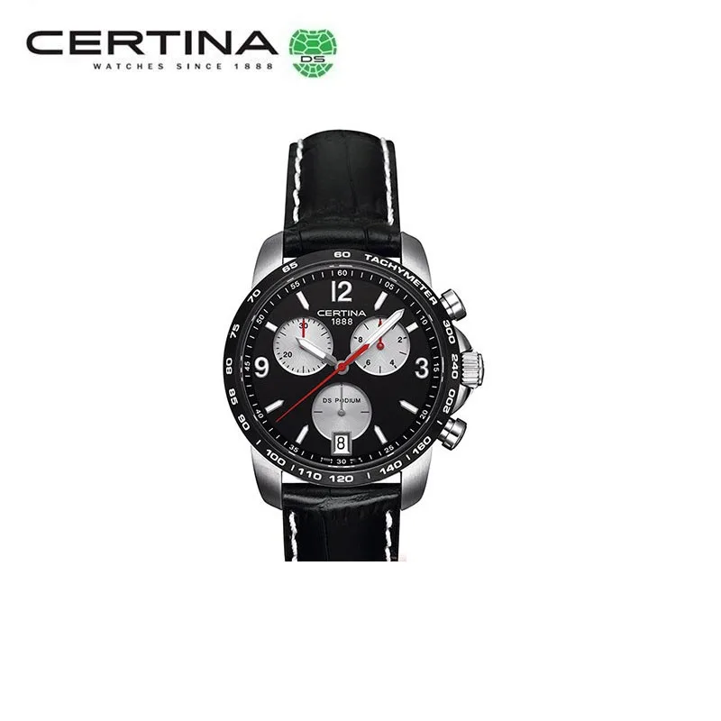 

Certina Men's Watch Steel Band Quartz Strap Black Three Eyes Multifunction Chronograph Sports Luminous Watch Men's Luxury Watch