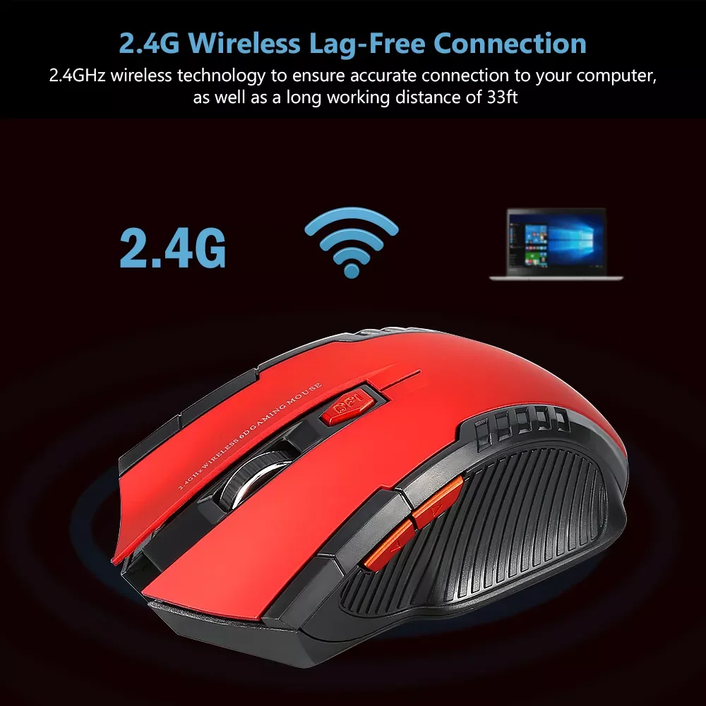 2.4GHz Wireless Mouse Optical 6 Buttons Mouse Gamer USB Receiver 1600DPI 10M Wireless Mouse gaming Mouse For Laptop Computer
2.4GHz Wireless Mouse Optical 6 Buttons Mouse Gamer USB Receiver 1600DPI 10M Wireless Mouse gaming Mouse For Laptop Computer