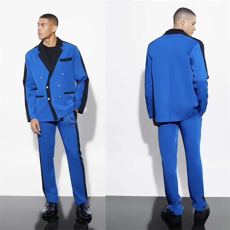Fashion Blue Men Suits Set Splicing Colors Double Breasted Spring Outfits Business Formal Prom Party Jacket 2 Pieces Custom Made
Fashion Blue Men Suits Set Splicing Colors Double Breasted Spring Outfits Business Formal Prom Party Jacket 2 Pieces Custom Made