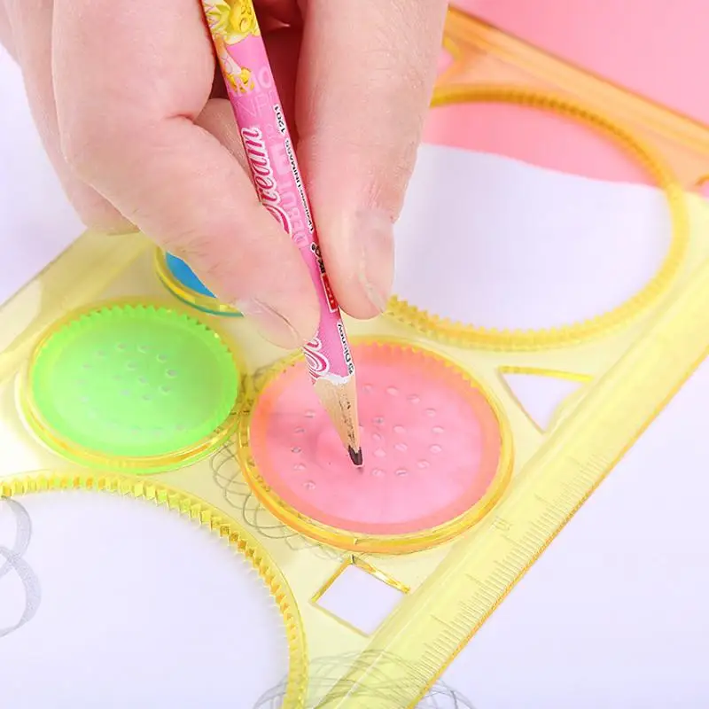 

LOLO Plastic Circles Geometry Template Ruler Stencil Measuring Tool Stationery Students Drawing Curve Ruler