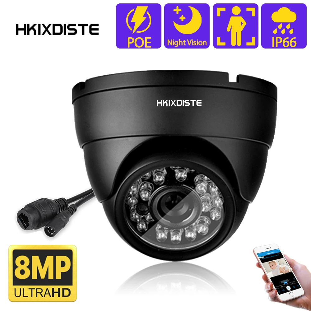 Dome IP Motion Detection 4K POE Camera H.265 8MP Outdoor Waterproof Night Vision POE IP Security Indoor Home Security Cameras
Dome IP Motion Detection 4K POE Camera H.265 8MP Outdoor Waterproof Night Vision POE IP Security Indoor Home Security Cameras