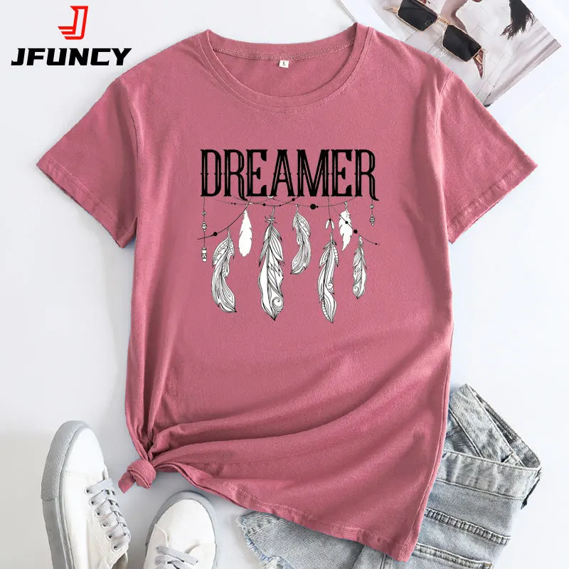 JFUNCY Women's Oversized Tee Shirt Ladies Short Sleeve Summer Tshirt Female Cotton Tops Fashion Women Graphic T-shirt
JFUNCY Women's Oversized Tee Shirt Ladies Short Sleeve Summer Tshirt Female Cotton Tops Fashion Women Graphic T-shirt