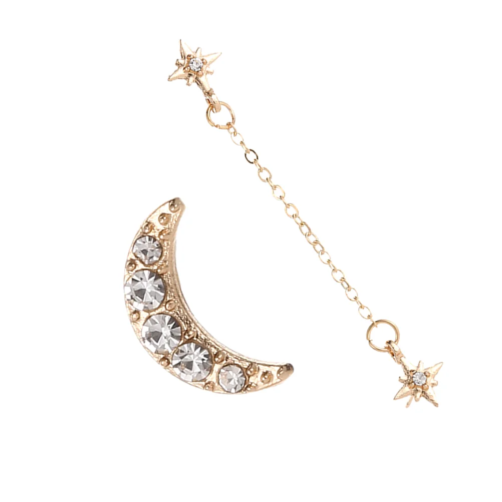 1 Pair Earrings Creative Asymmetric Charming Star Chain Earrings Earrings Jewelry Rhinestone Moon Earring Studs
1 Pair Earrings Creative Asymmetric Charming Star Chain Earrings Earrings Jewelry Rhinestone Moon Earring Studs