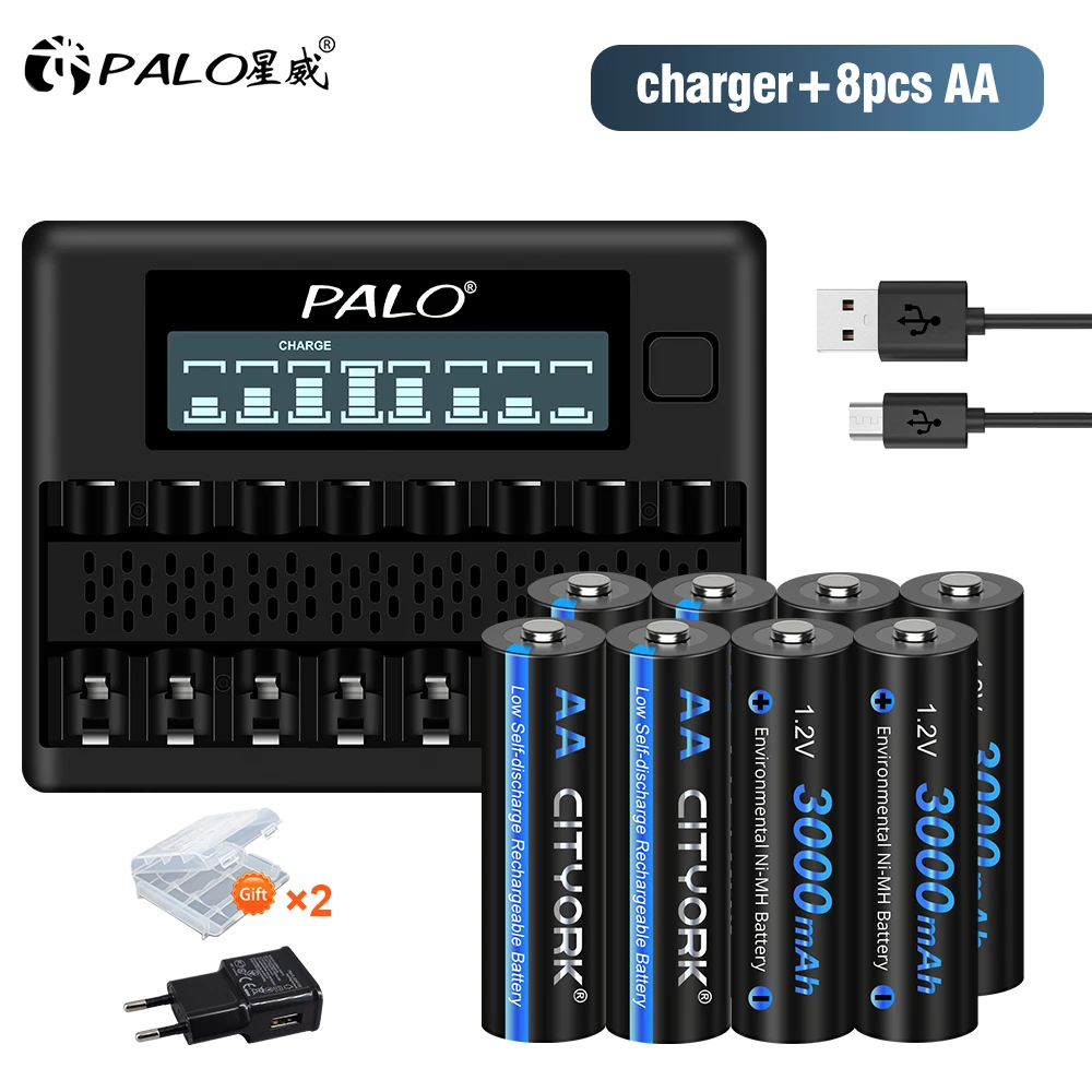 Battery nimh AA 3000mah 1.2V Ni-Mh aa Rechargeable Batteries 2A AA Bateria + 8Slots Fast AA/AAA Battery Charger
Battery nimh AA 3000mah 1.2V Ni-Mh aa Rechargeable Batteries 2A AA Bateria + 8Slots Fast AA/AAA Battery Charger