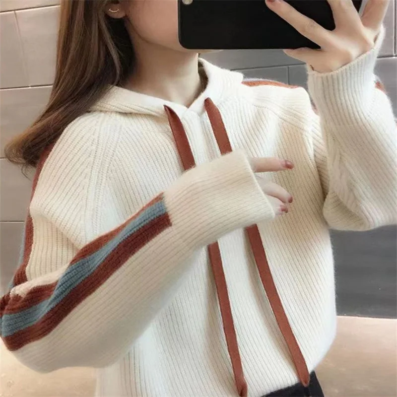 Женский пуловер с капюшоном OUSLEE, Корейская версия, свитер, новинка сезона осень-зима 2023, модный Свободный Повседневный женский свитер, пальто 
Женский пуловер с капюшоном OUSLEE, Корейская версия, свитер, новинка сезона осень-зима 2023, модный Свободный Повседневный женский свитер, пальто