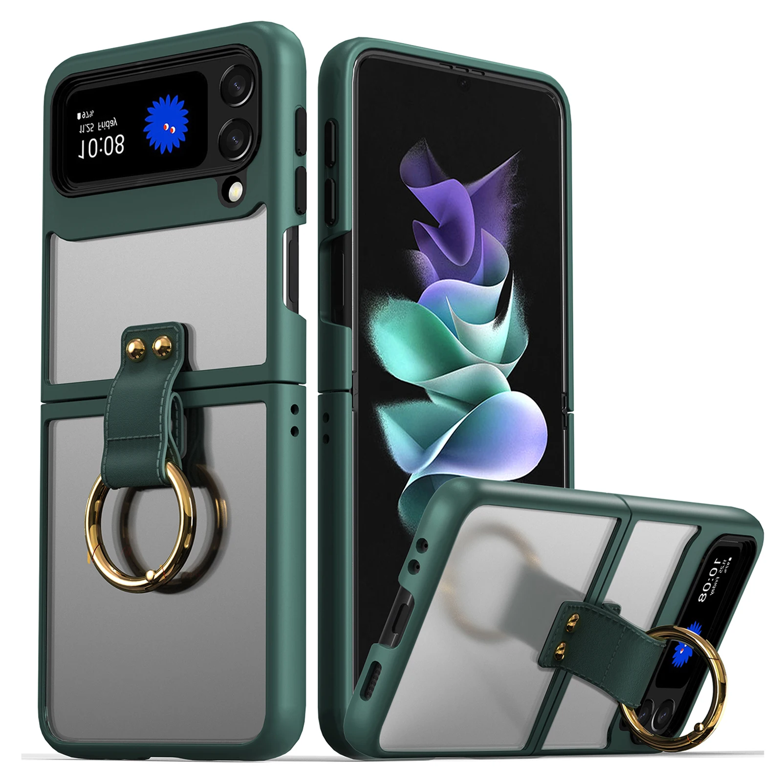 Shockproof Slim Protective Case for Samsung Galaxy Z Flip 3 with Ring Kickstand Stand Anti-Fall Hard PC Back+Soft TPU Edges
Shockproof Slim Protective Case for Samsung Galaxy Z Flip 3 with Ring Kickstand Stand Anti-Fall Hard PC Back+Soft TPU Edges