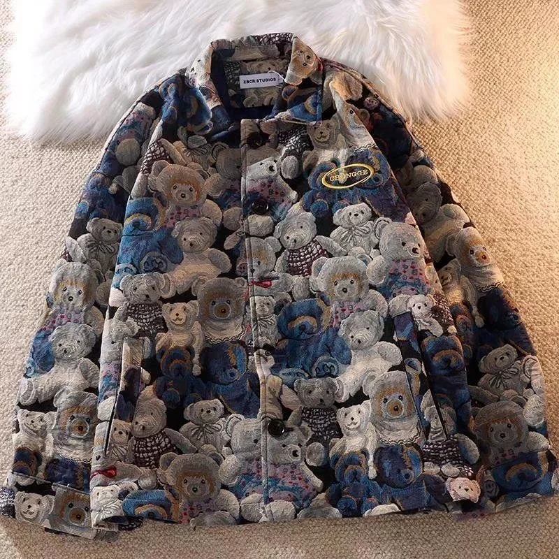 Cute Bear Print Lapel Jacket for Men and Women Autumn and Winter Fashion Casual Single-breasted Jacket 2022 New Women Clothing
Cute Bear Print Lapel Jacket for Men and Women Autumn and Winter Fashion Casual Single-breasted Jacket 2022 New Women Clothing