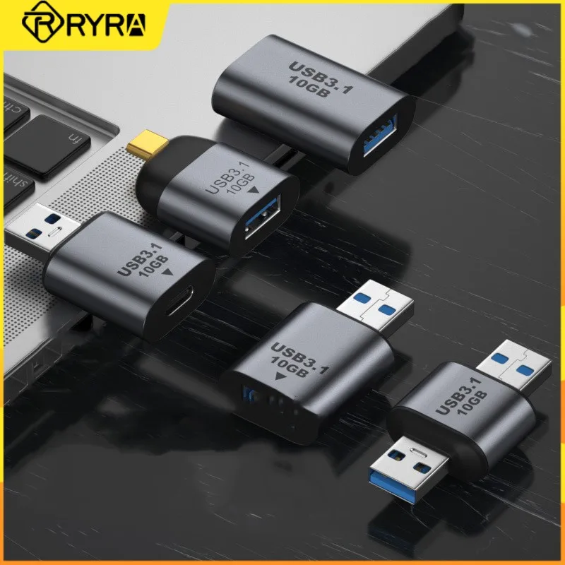 

Переходник RYRA с USB 3,1 на USB 3,1/Type C, USB Gen 2, высокоскоростной 10G переходник для зарядки и передачи данных, мини-переходник «папа», «мама»