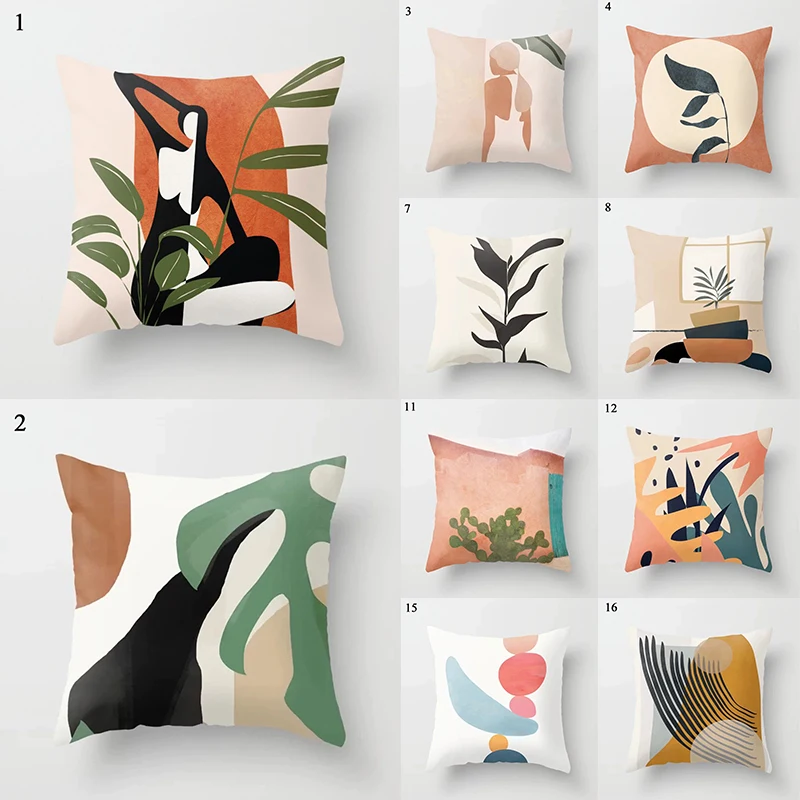 

Декоративный чехол для диванной подушки с геометрическим Абстрактным Рисунком Листьев