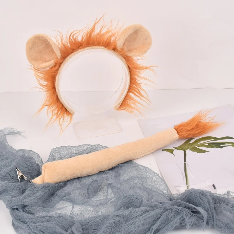 652F Lion Ears Headband and Tail Animal Lion Cosplay Costume for Kid Adult Halloween Xmas Birthday Party Stage Performance 
652F Lion Ears Headband and Tail Animal Lion Cosplay Costume for Kid Adult Halloween Xmas Birthday Party Stage Performance