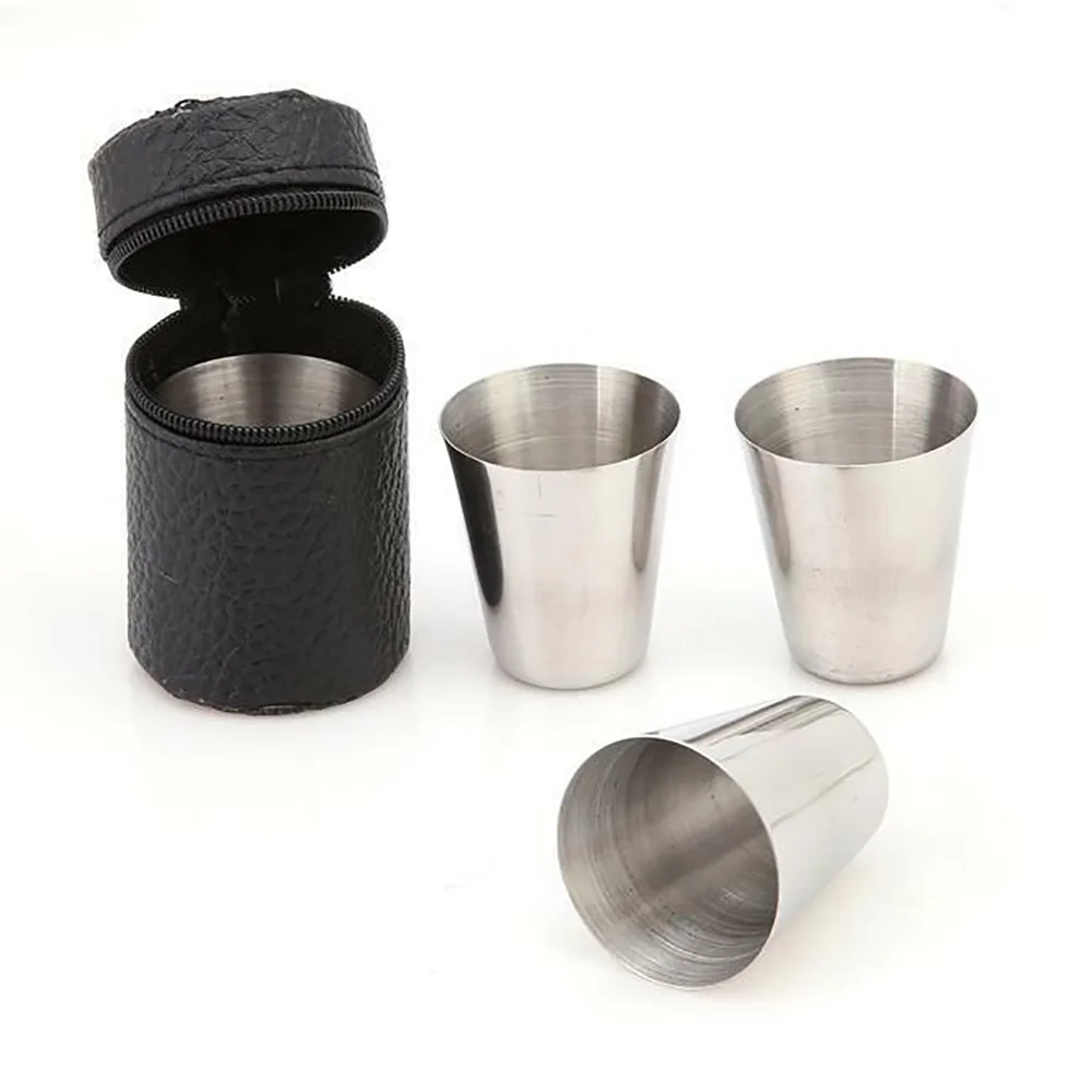 4Pcs/Set Stainless Steel Wine Shot Mini Silver Glasses Barware Cup With Leather Cover Bag For Home Kitchen Bar
4Pcs/Set Stainless Steel Wine Shot Mini Silver Glasses Barware Cup With Leather Cover Bag For Home Kitchen Bar