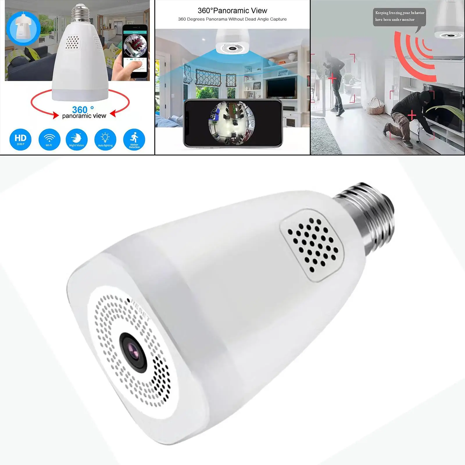3MP Safety Surveillance 360 Degree Detection Remote Wireless WiFi Camera Tuya Light Bulb for Ceiling Indoor Children Thief Baby
3MP Safety Surveillance 360 Degree Detection Remote Wireless WiFi Camera Tuya Light Bulb for Ceiling Indoor Children Thief Baby