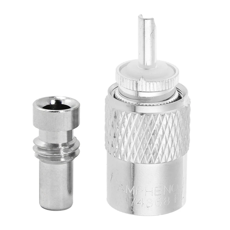 PL259 Male Plug Crimp Coax Connector Adapter RF Connector for RG8X RG59 RG8 Coax Cable High Quality Metal Material
PL259 Male Plug Crimp Coax Connector Adapter RF Connector for RG8X RG59 RG8 Coax Cable High Quality Metal Material