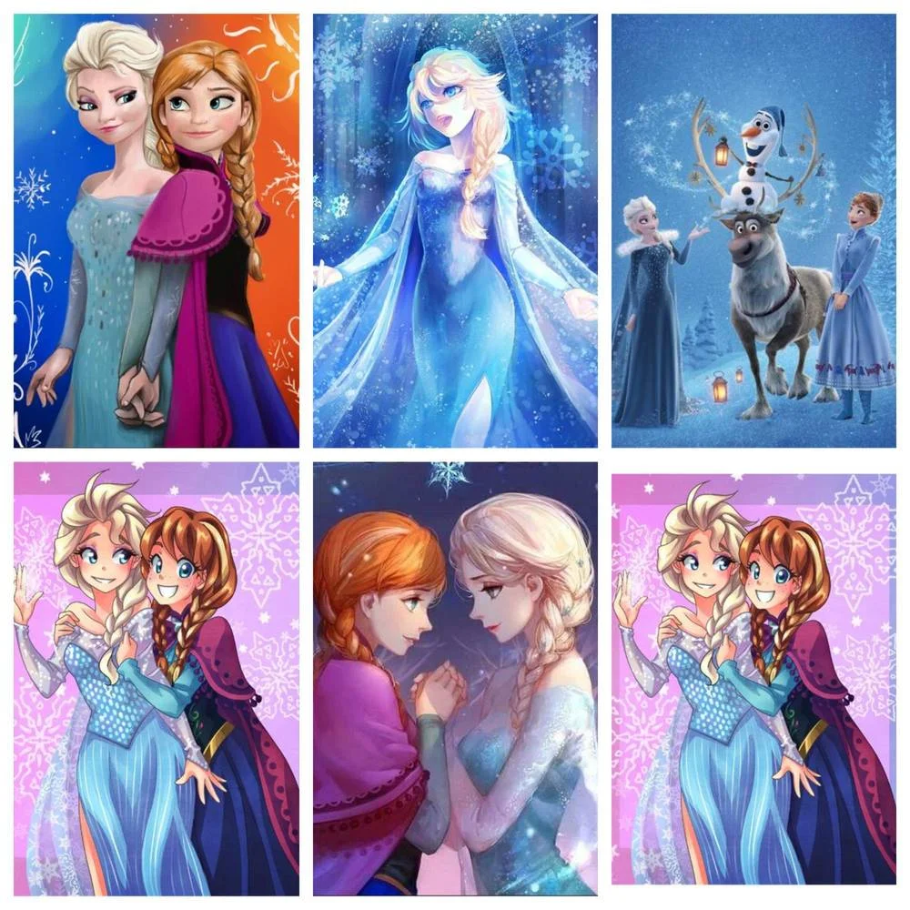 

Набор для алмазной вышивки «сделай сам» Disney 5D, Набор для вышивки крестиком, с изображением снега и ледяной принцессы, сестры, ручной подарок, детское украшение для дома
