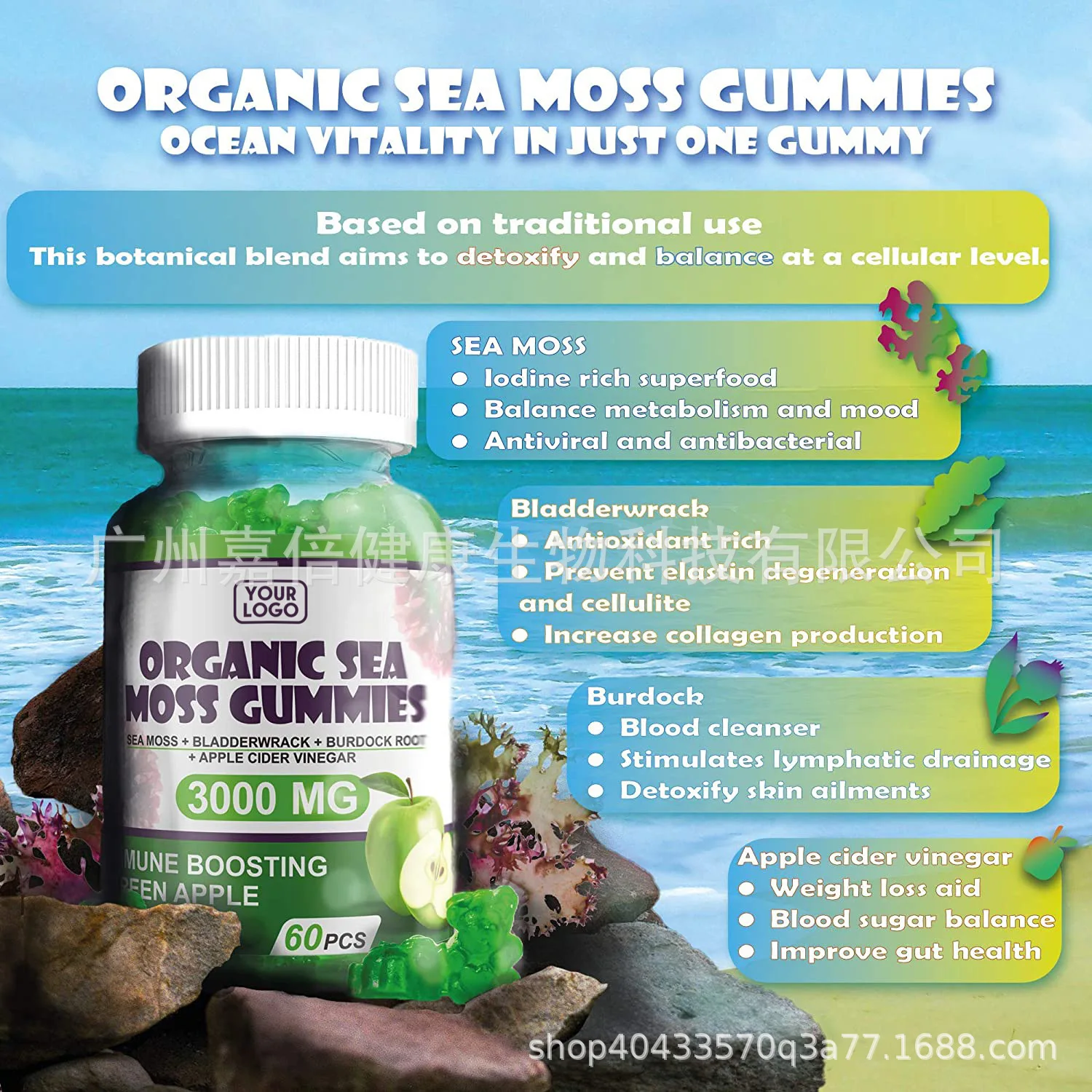 

Seaweed gummy bear fruit flavored gummy supplements body nutrition, weight loss,iron,zinc,selenium, calcium,VC gummy supplements
