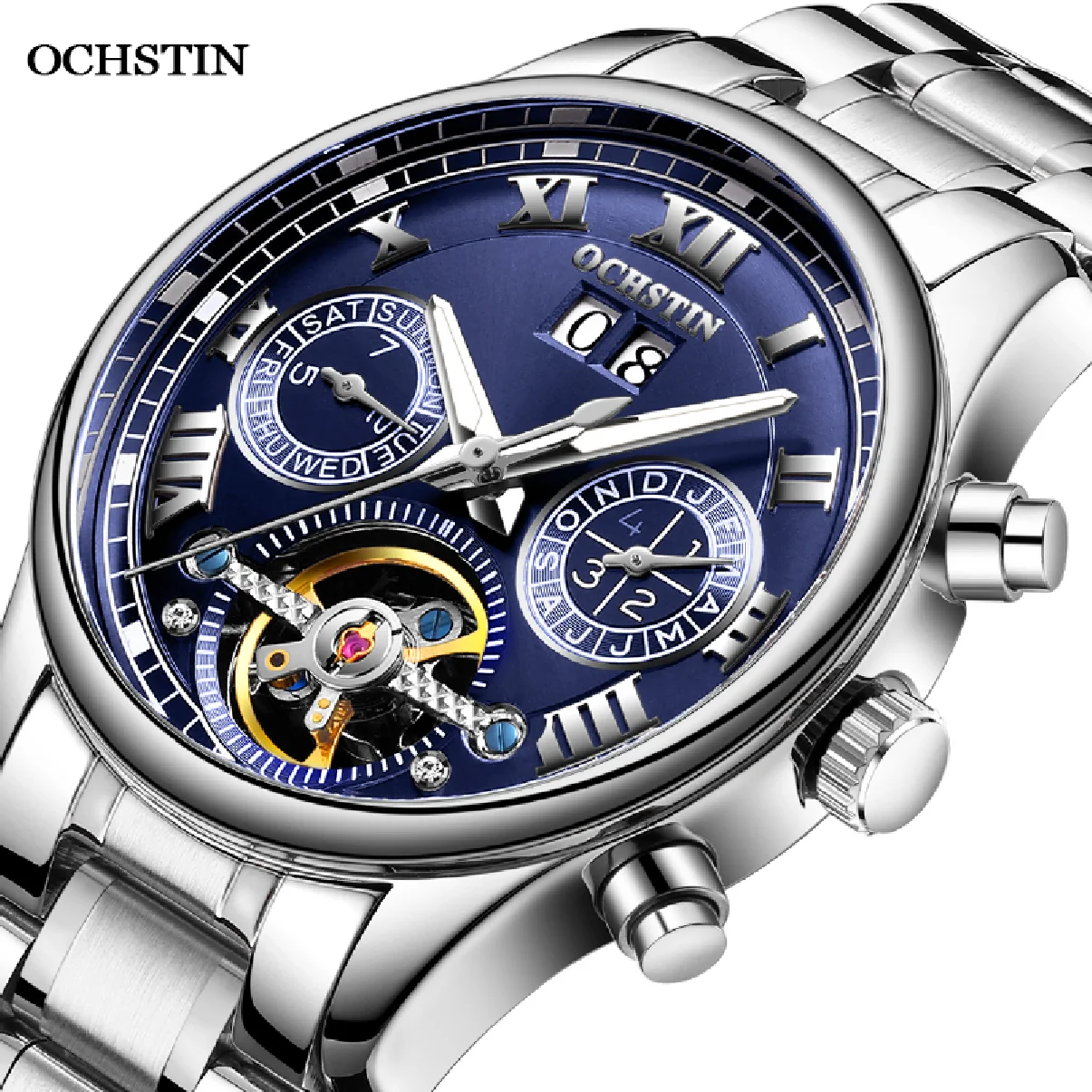 

OCHSTIN Original Automatic Mechanical Watch 2020 New Fashion Top Brand Bussiness Wristwatch Waterproof Steel Strap Shockproof