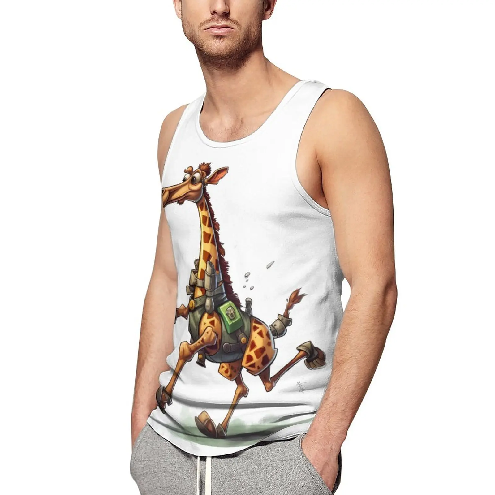 Майка мужская с жирафом, спортивная одежда с мультяшным рисунком, жилет без рукавов для бодибилдинга, большие размеры 4XL 5XL, на лето
Майка мужская с жирафом, спортивная одежда с мультяшным рисунком, жилет без рукавов для бодибилдинга, большие размеры 4XL 5XL, на лето