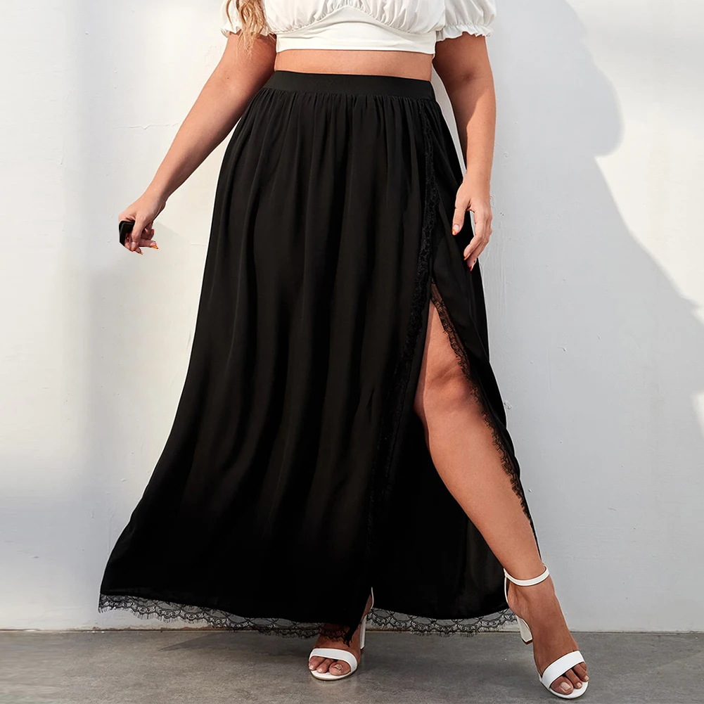 Plus Size Women Maxi Skirt Long HighWaist Dress Skirt Lace Stitching Slit Skirt Women Halloween Costume Gown Solis Color Skirt
Plus Size Women Maxi Skirt Long HighWaist Dress Skirt Lace Stitching Slit Skirt Women Halloween Costume Gown Solis Color Skirt