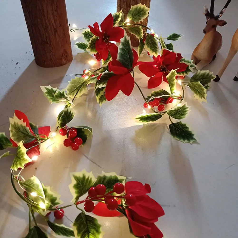 Christmas String Lights Led rattan Lamps Artificial Poinsettia Garland Decorative Red Berries Rattan For Garden Christmas Decor
Christmas String Lights Led rattan Lamps Artificial Poinsettia Garland Decorative Red Berries Rattan For Garden Christmas Decor