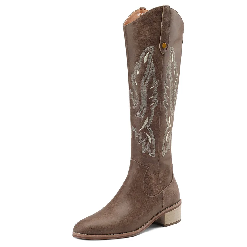 Embroidered Retro Knight Boots Women's High Sleeve Long Boots Autumn and Winter New Cowhide Round Head Mid Heel Women's Boots
Embroidered Retro Knight Boots Women's High Sleeve Long Boots Autumn and Winter New Cowhide Round Head Mid Heel Women's Boots
