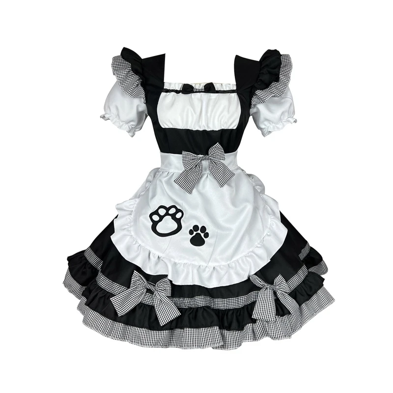 Anime Cute Maid Outfit for Women Paw Print Apron Lolita Ruffled Plaid Bowknot Dress Halloween Party Cosplay Costume
Anime Cute Maid Outfit for Women Paw Print Apron Lolita Ruffled Plaid Bowknot Dress Halloween Party Cosplay Costume