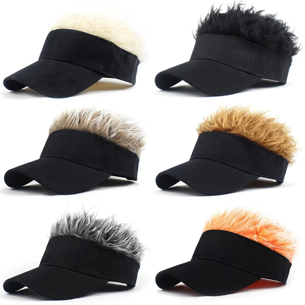 

Men Women Wig Baseball Hat Casual Concise Sunshade Adjustable Sun Visor Golf Baseball Cap With Spiked Fake Hair Hat 2022